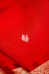 Handwoven Red Banarasi Katan Silk Saree