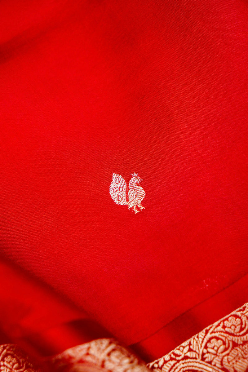 Handwoven Red Banarasi Katan Silk Saree
