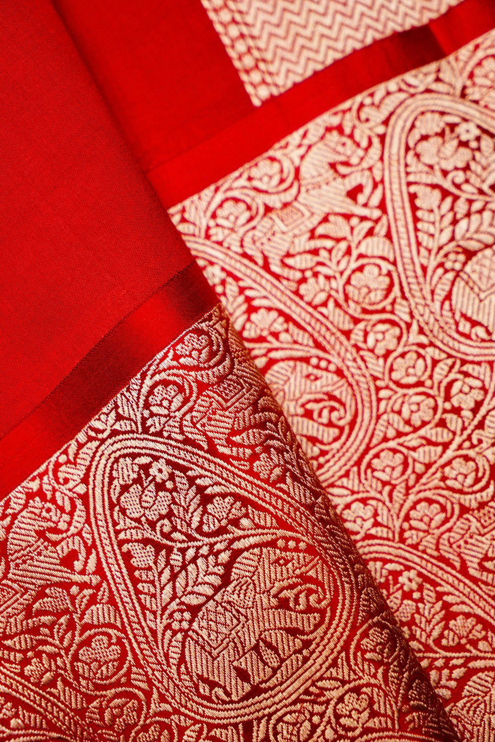 Handwoven Red Banarasi Katan Silk Saree
