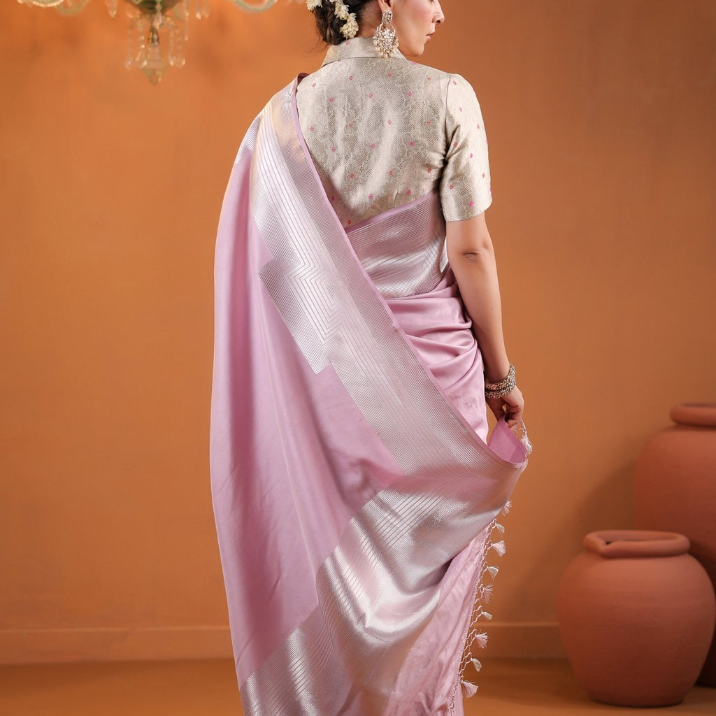 Safar | Handwoven Onion Pink Banarasi Mashru Silk Saree