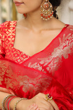 Phool | Handwoven Red Banarasi Katan Silk Saree