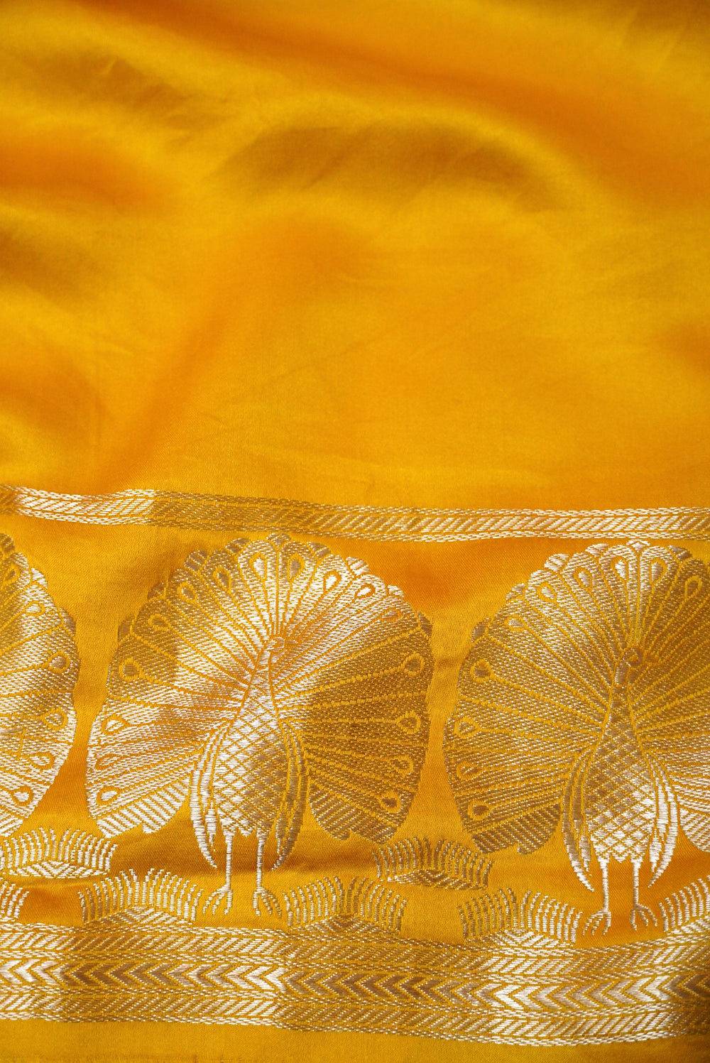 Parva | Handwoven Yellow Banarasi Mashru Silk Saree