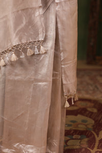Raas | Handwoven Rose Gold Banarasi Tissue Silk Saree
