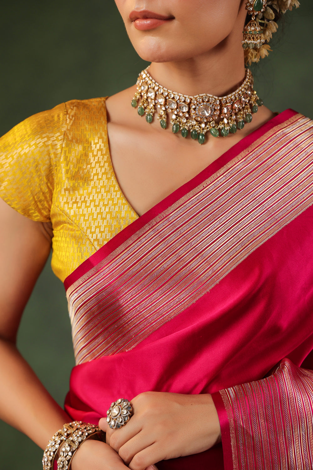 Rang | Handwoven Reddish Pink Banarasi Katan Soft Silk Saree