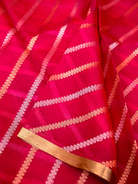 Handwoven Bright Pink Banarasi Kora Organza Silk Saree