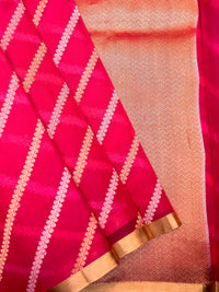 Handwoven Bright Pink Banarasi Kora Organza Silk Saree