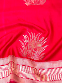 Handwoven Hot Pink Banarasi Katan Silk Saree