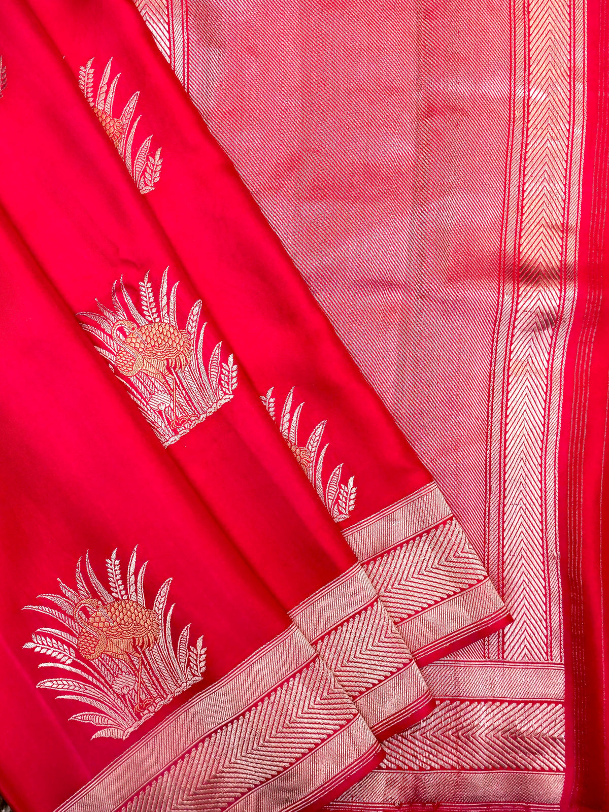 Handwoven Hot Pink Banarasi Katan Silk Saree