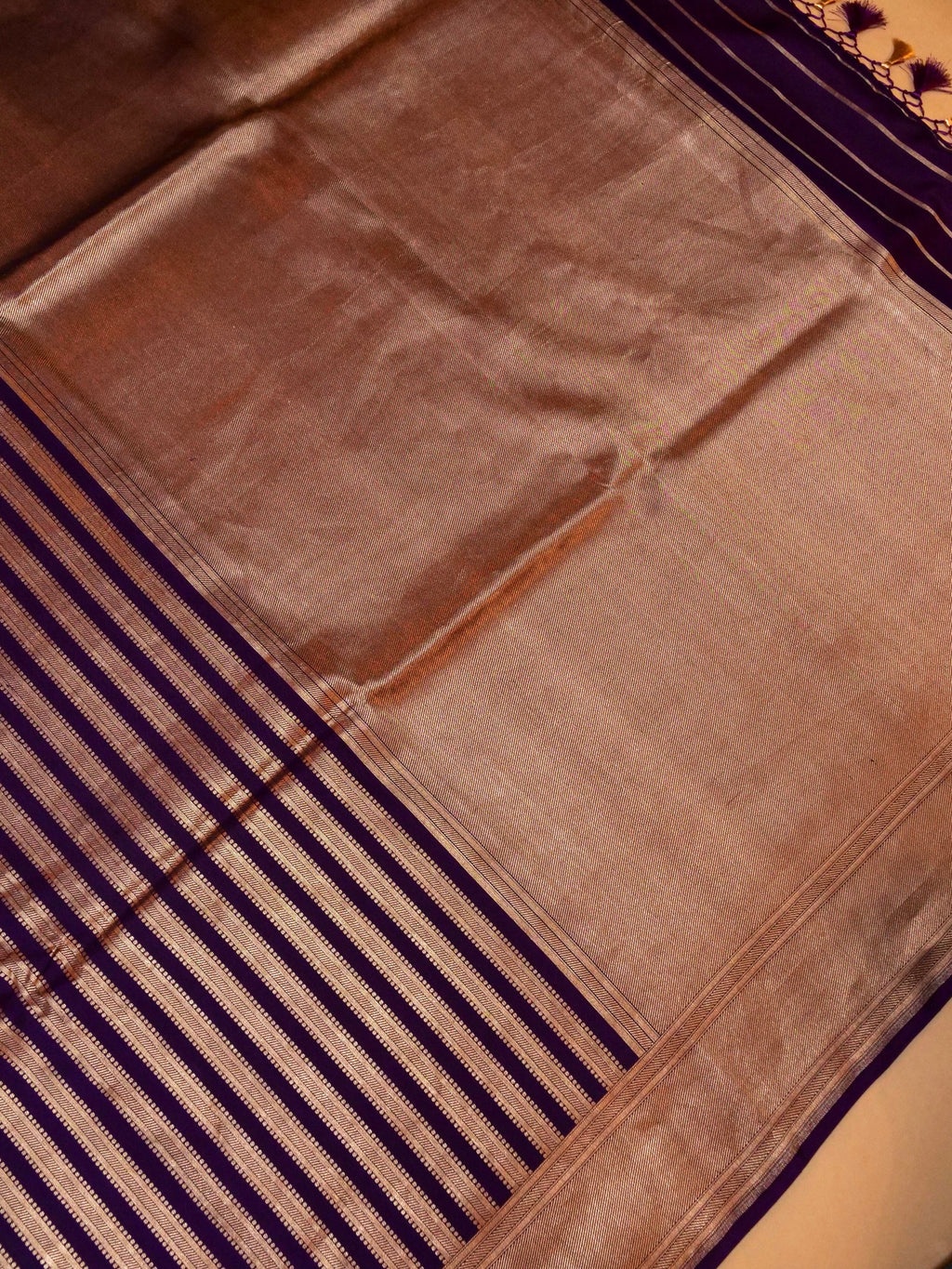 Handwoven Purple Banarasi Katan Soft Silk Saree