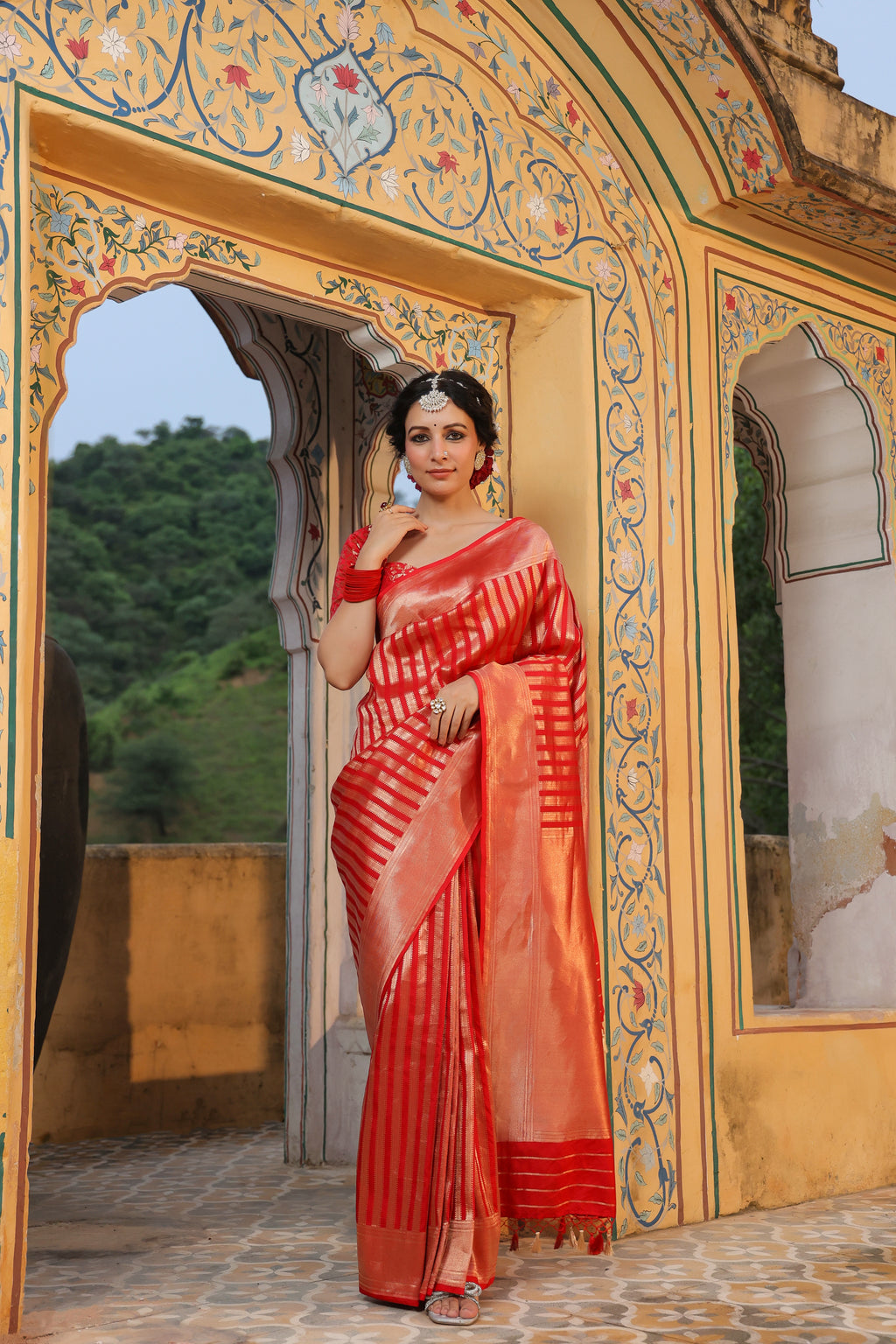 Handwoven Red Banarasi Katan Soft Silk Saree