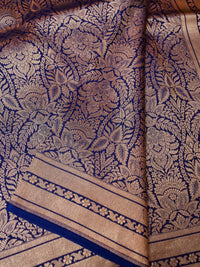 Handwoven Blue Banarasi Katan Soft Silk Saree