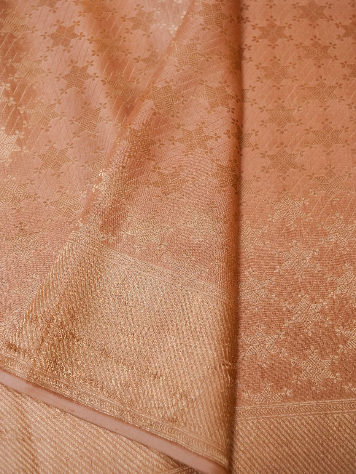 Handwoven Peach Banarasi Katan Soft Silk Saree