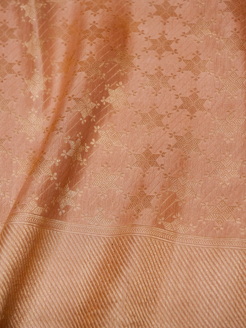 Handwoven Peach Banarasi Katan Soft Silk Saree