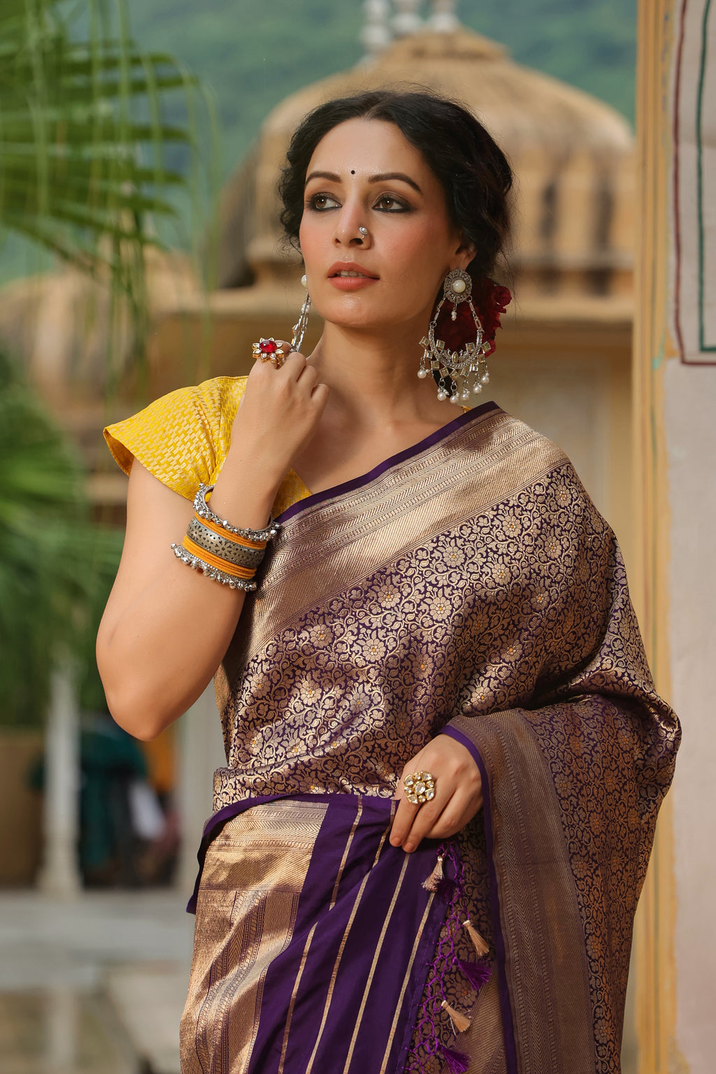 Handwoven Purple Banarasi Katan Soft Silk Saree