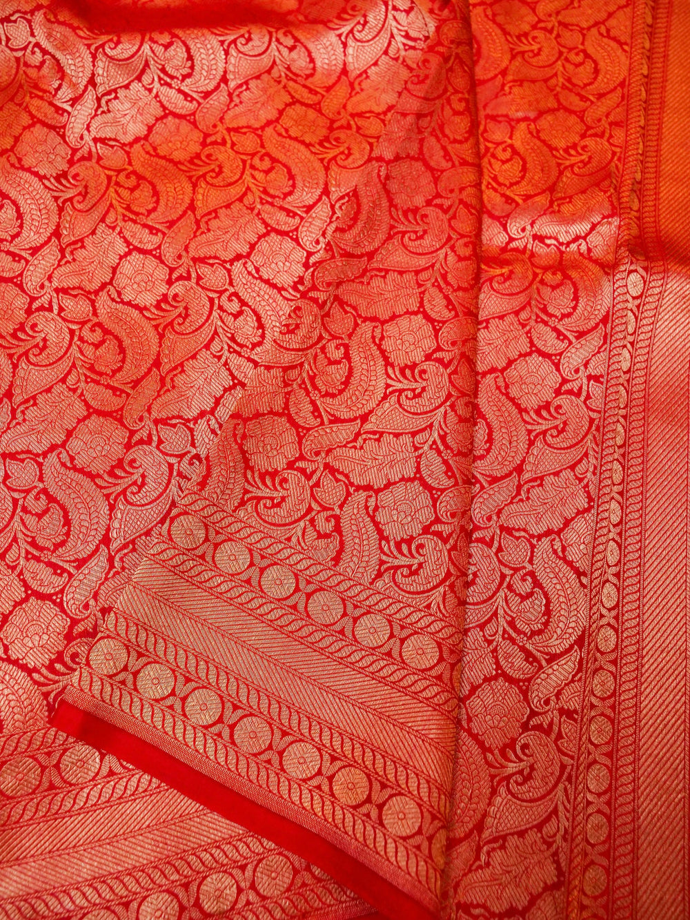 Handwoven Red Banarasi Katan Soft Silk Saree