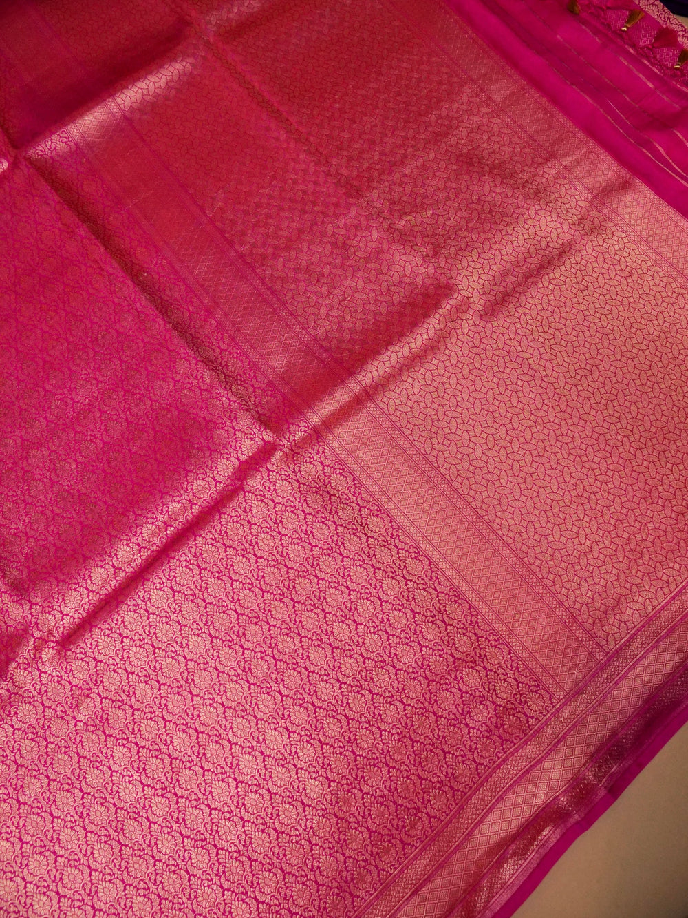 Handwoven Pink Banarasi Katan Soft Silk Saree