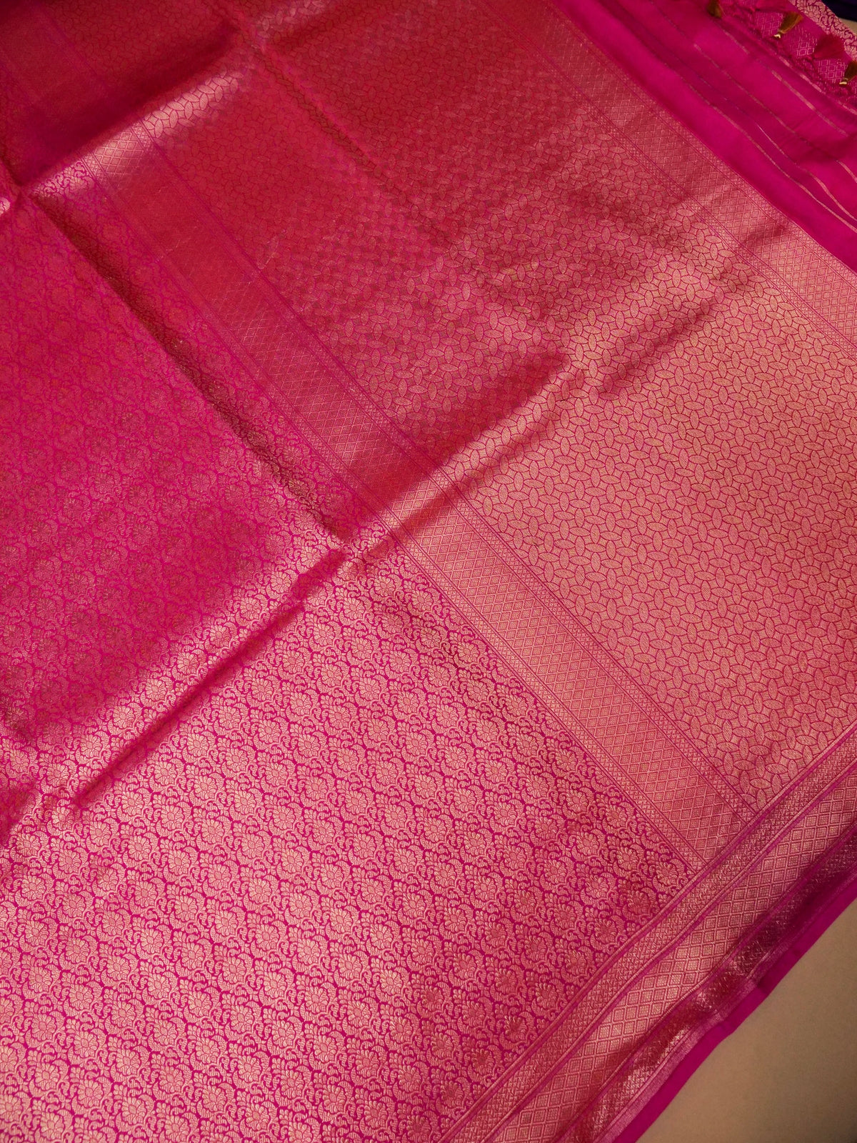 Handwoven Pink Banarasi Katan Soft Silk Saree