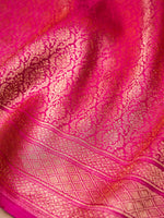 Handwoven Pink Banarasi Katan Soft Silk Saree