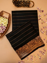 Handwoven Black Banarasi Katan Soft Silk Saree