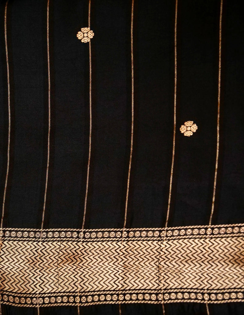 Handwoven Black Banarasi Katan Soft Silk Saree