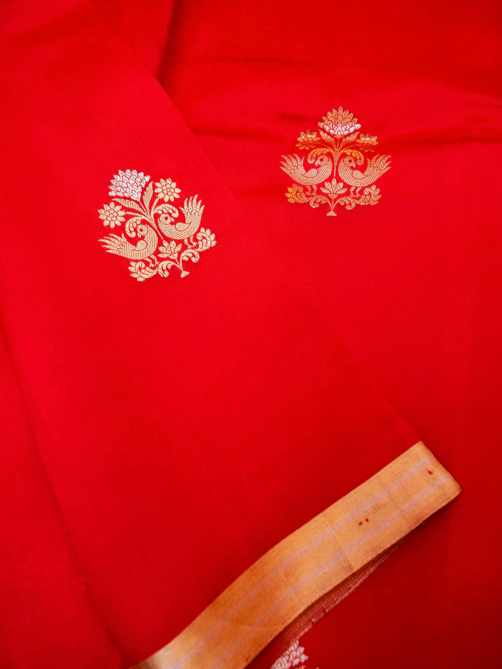 Handwoven Red Banarasi Katan Soft Silk Saree