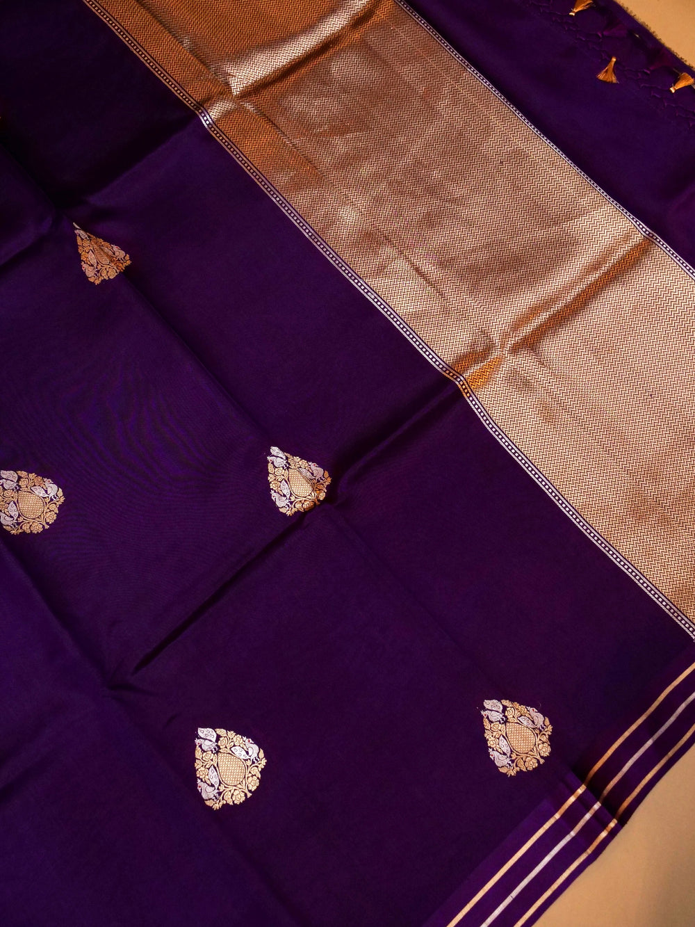 Handwoven Purple Banarasi Katan Soft Silk Saree