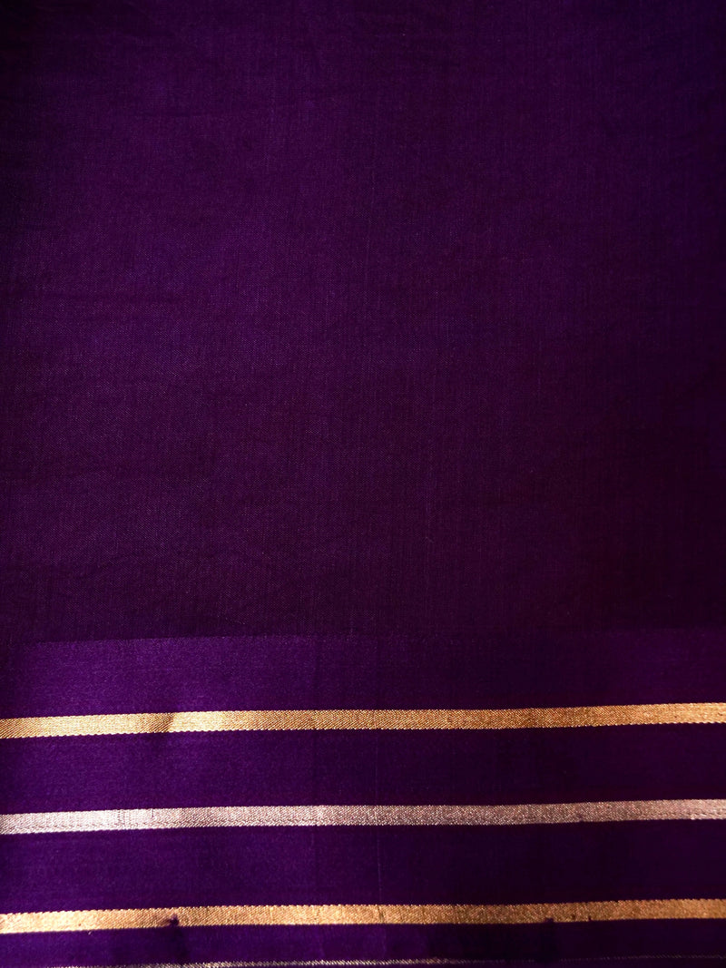 Handwoven Purple Banarasi Katan Soft Silk Saree