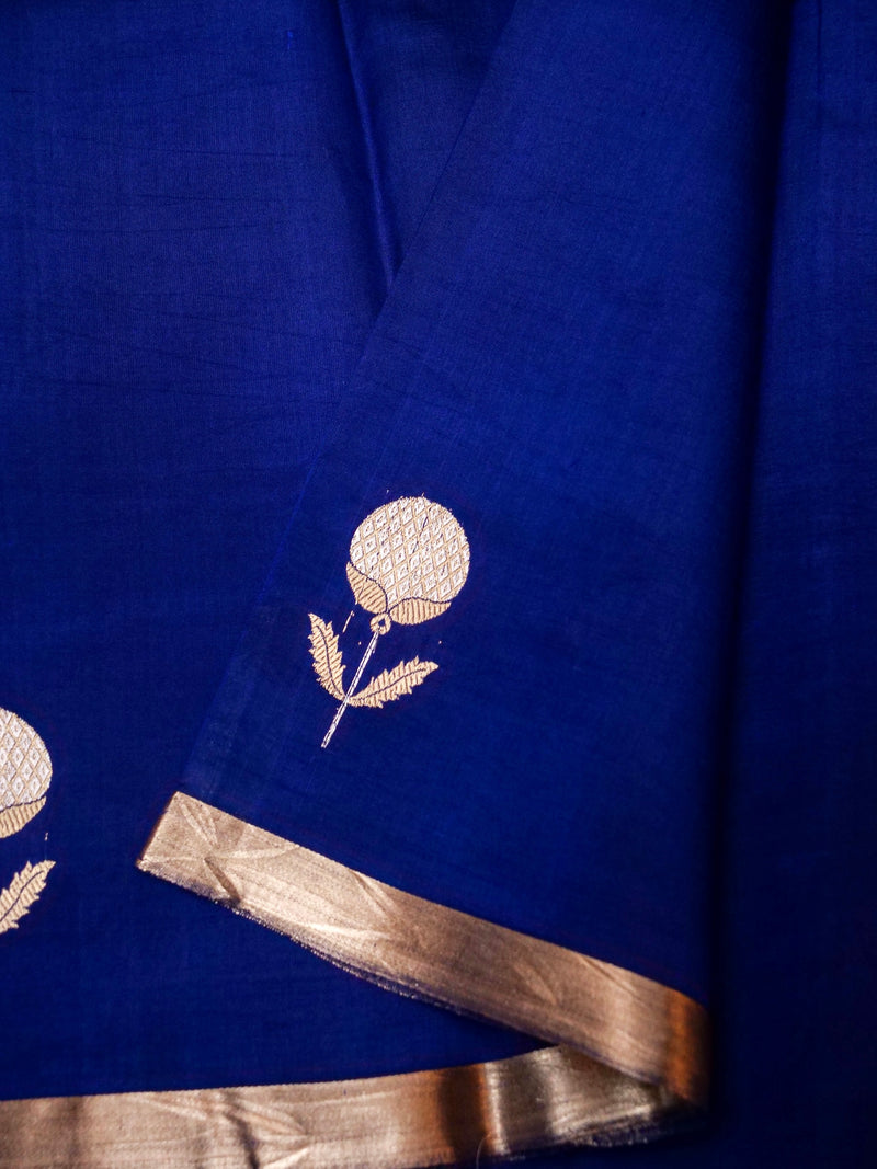 Handwoven Blue Banarasi Katan Soft Silk Saree