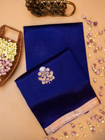 Handwoven Blue Banarasi Katan Soft Silk Saree