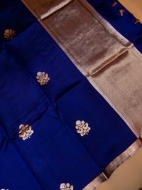 Handwoven Blue Banarasi Katan Soft Silk Saree