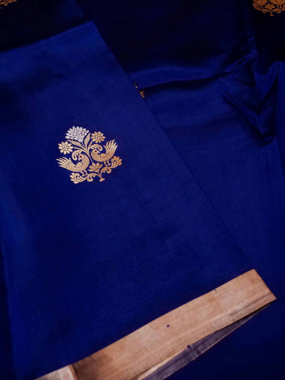 Handwoven Blue Banarasi Katan Soft Silk Saree