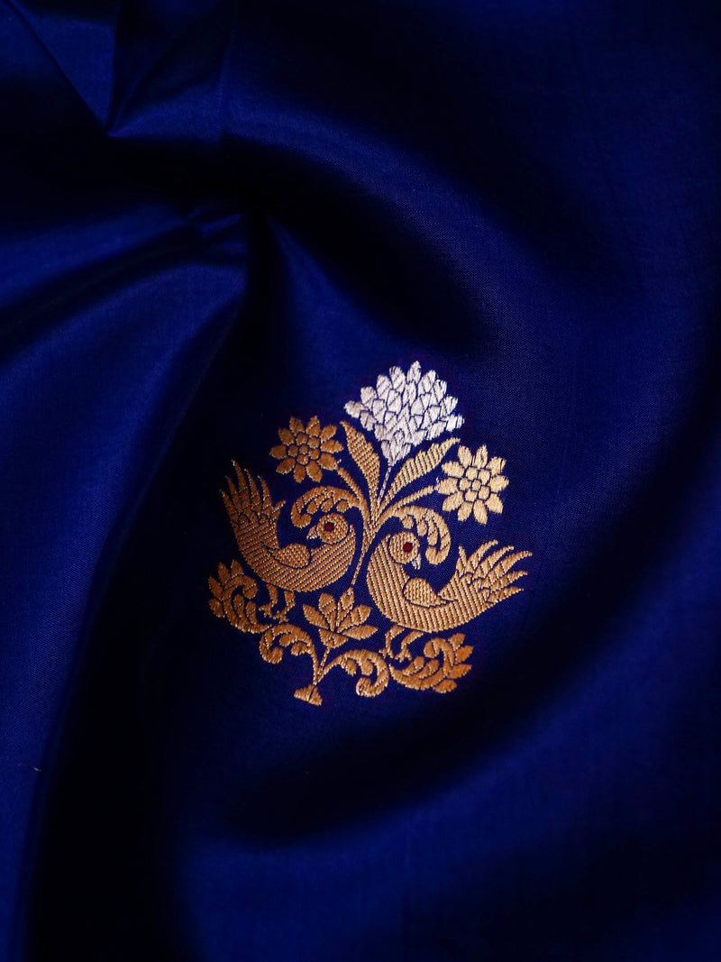 Handwoven Blue Banarasi Katan Soft Silk Saree