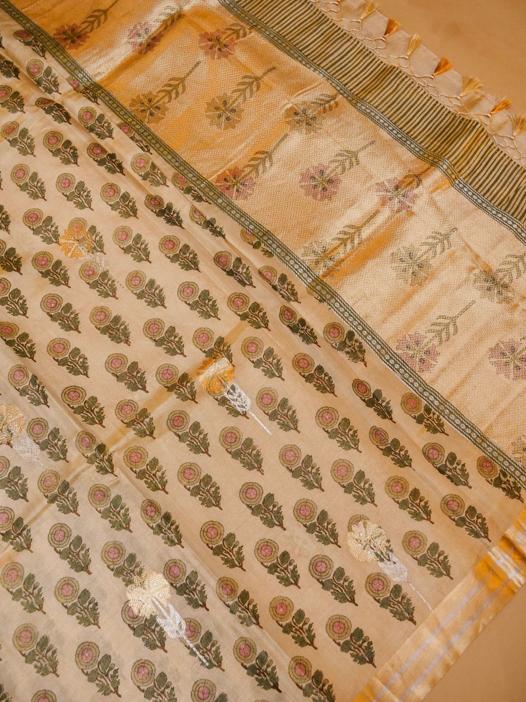 Handwoven Golden Banarasi Tissue Silk Saree