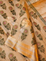 Handwoven Golden Banarasi Tissue Silk Saree