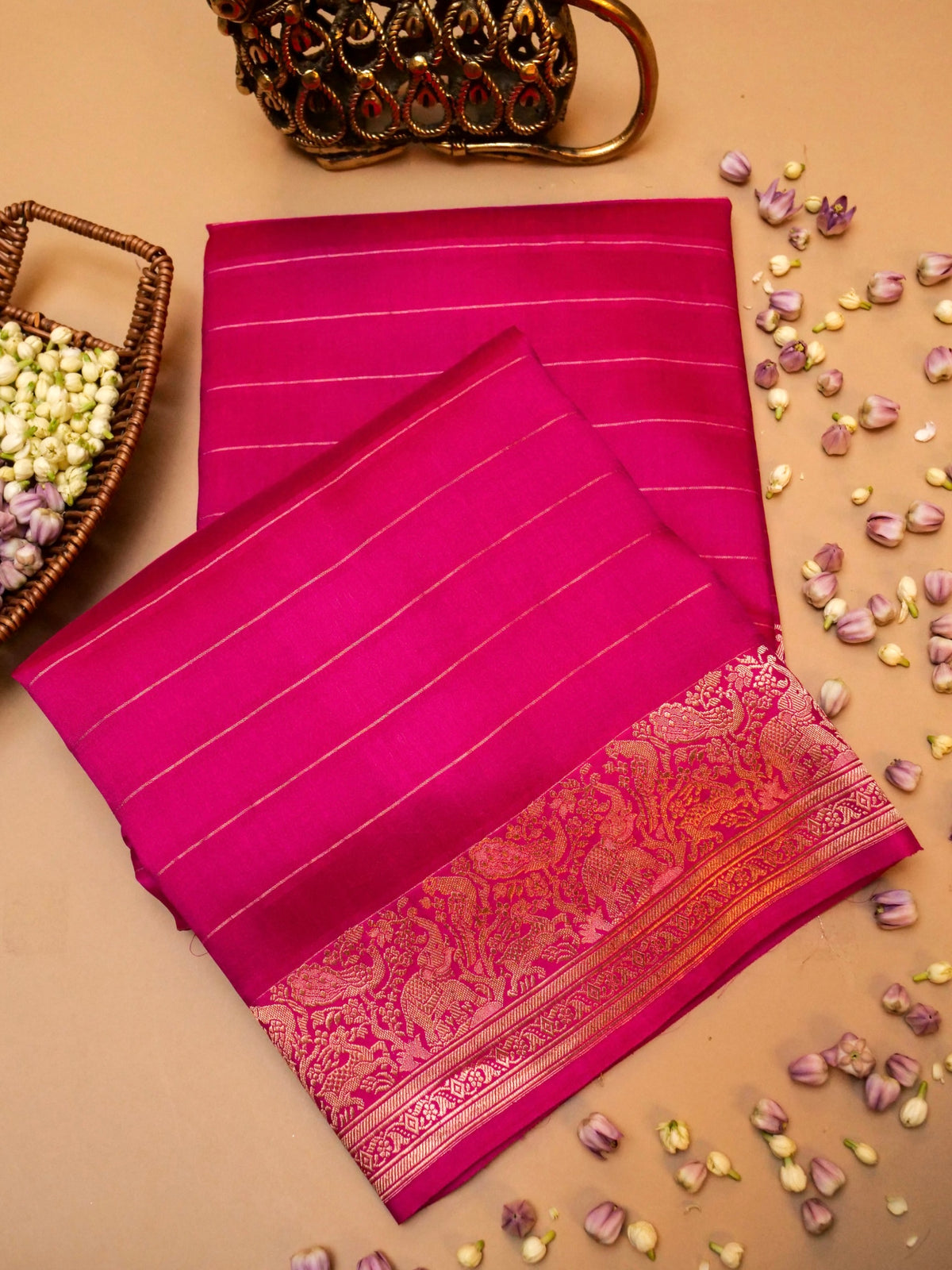 Handwoven Pink Banarasi Katan Soft Silk Saree