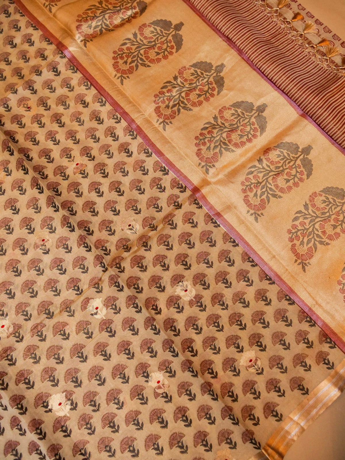 Handwoven Golden Banarasi Tissue Silk Saree