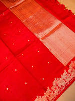 Handwoven Red Banarasi Katan Soft Silk Saree