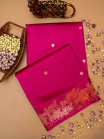 Handwoven Pink Banarasi Katan Soft Silk Saree