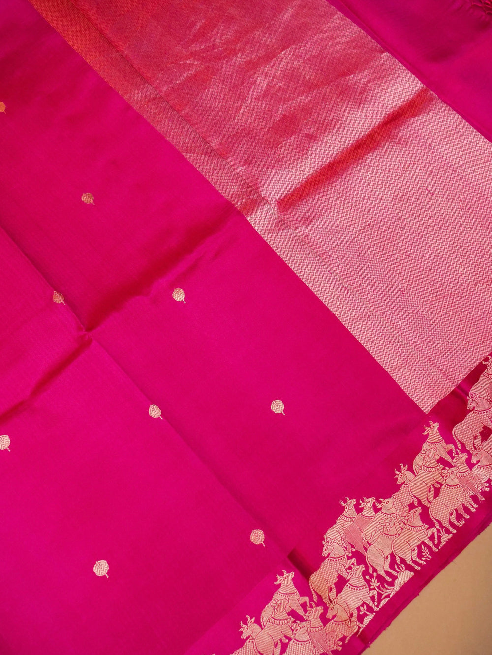 Handwoven Pink Banarasi Katan Soft Silk Saree