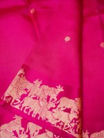 Handwoven Pink Banarasi Katan Soft Silk Saree