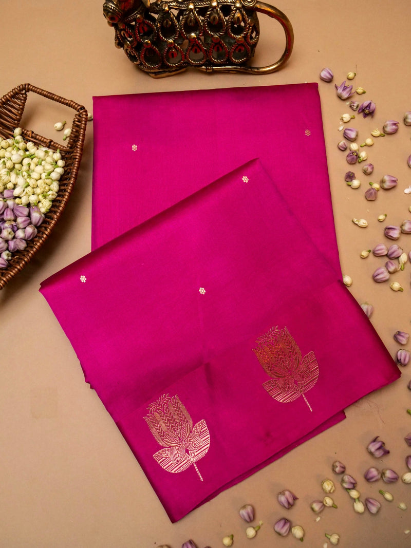 Handwoven Pink Banarasi Katan Soft Silk Saree