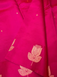 Handwoven Pink Banarasi Katan Soft Silk Saree