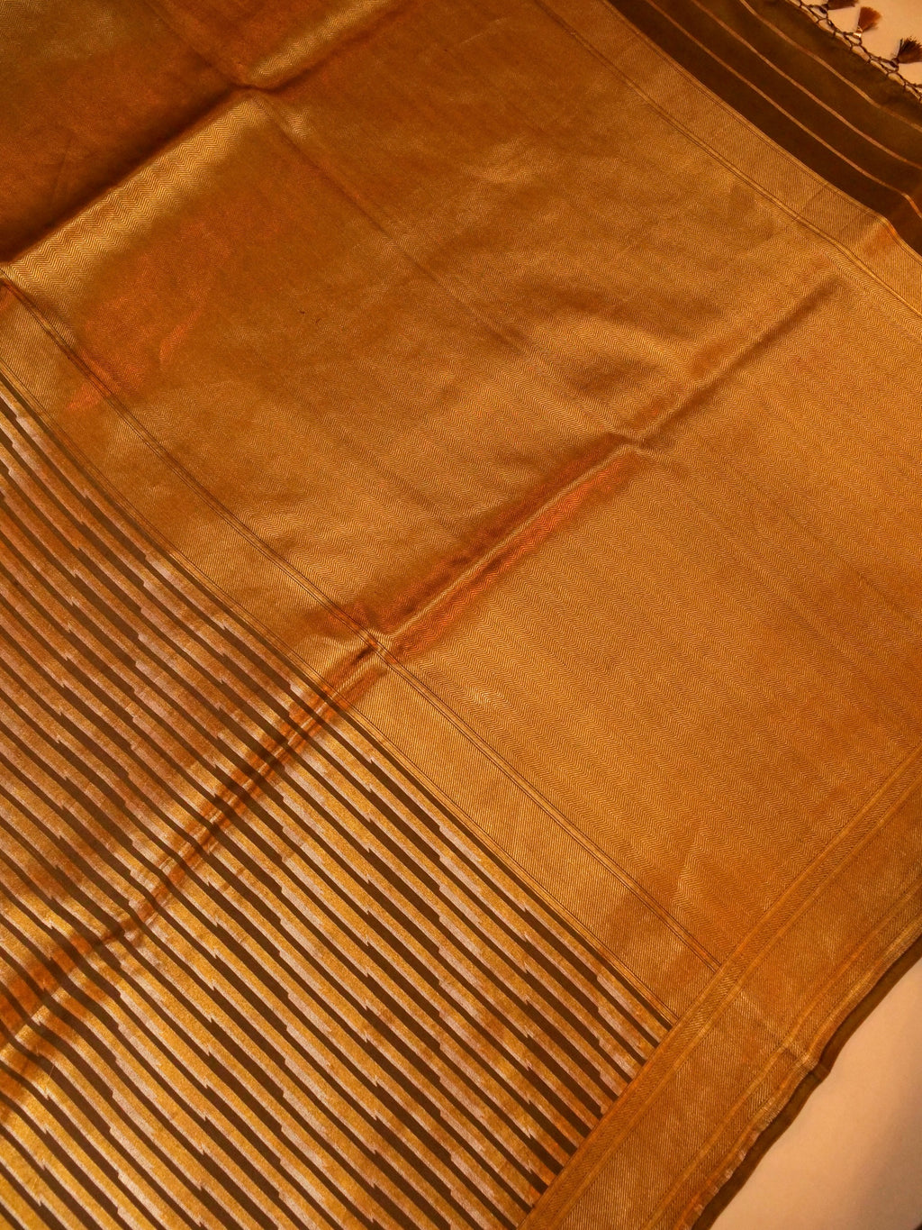 Handwoven Walnut Brown Banarasi Katan Soft Silk Saree