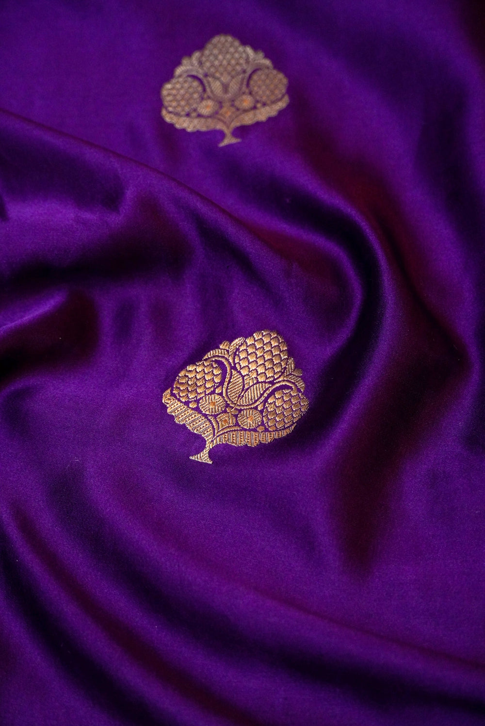 Handwoven Purple Banarasi Mashru Silk Saree