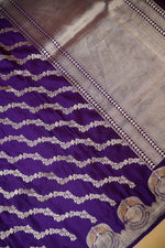 Handwoven Purple Banarasi Mashru Silk Saree