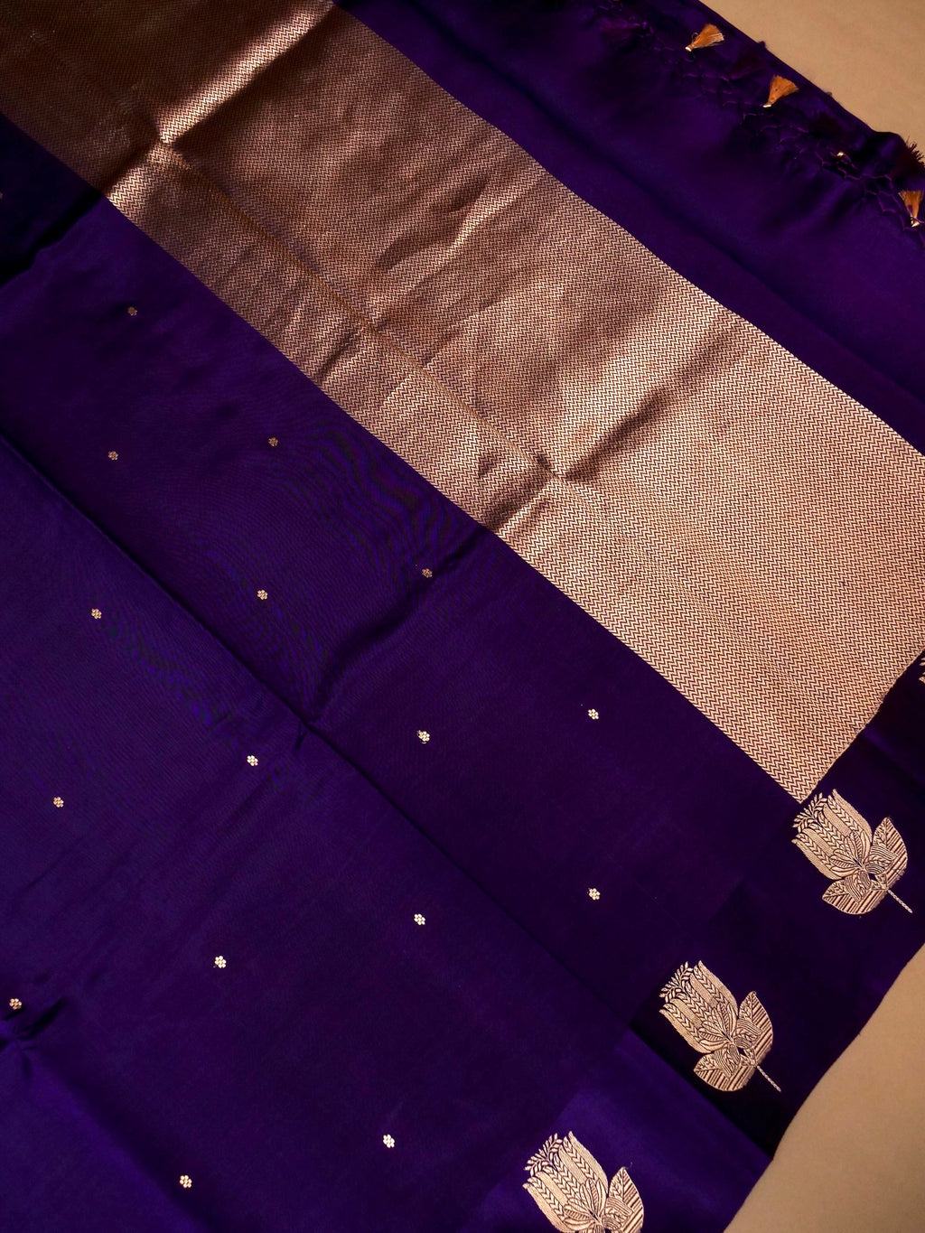 Handwoven Violet Banarasi Katan Soft Silk Saree