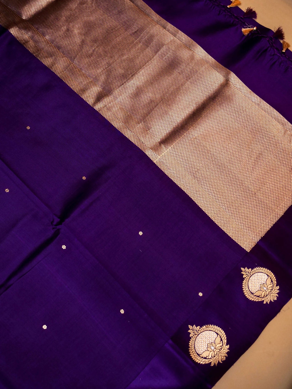 Handwoven Violet Banarasi Katan Soft Silk Saree