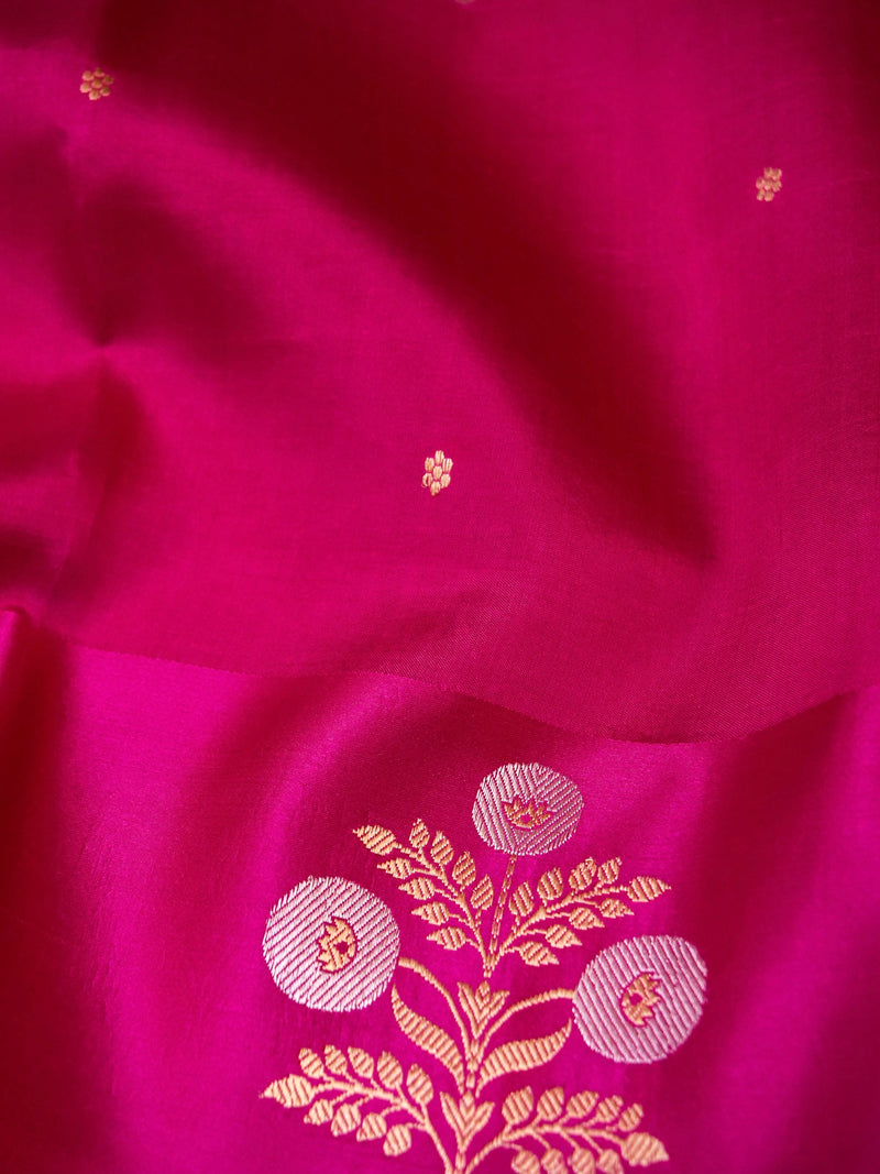 Handwoven Pink Banarasi Katan Soft Silk Saree