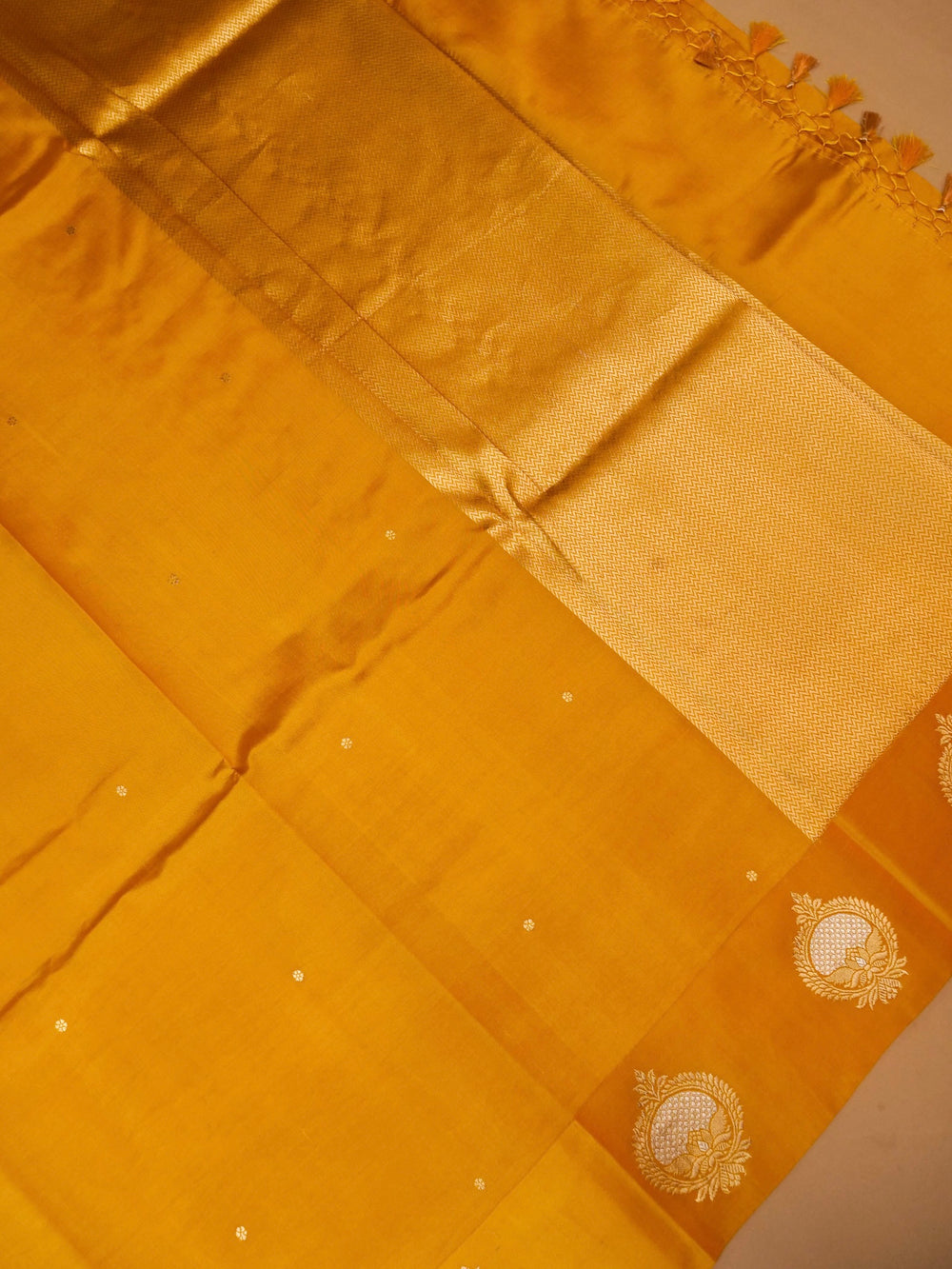 Handwoven Yellow Banarasi Katan Soft Silk Saree