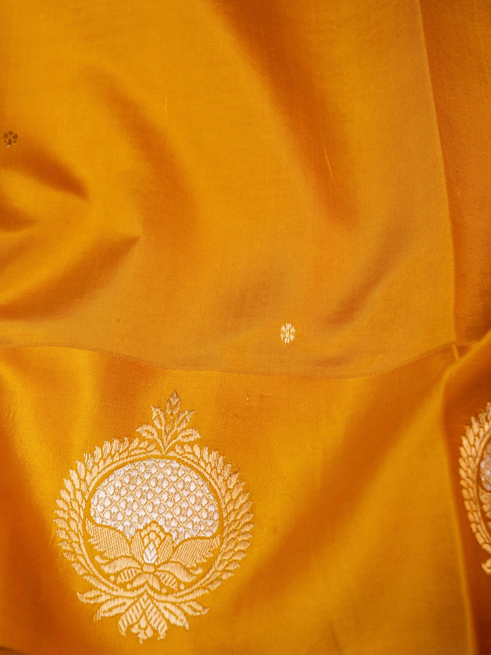 Handwoven Yellow Banarasi Katan Soft Silk Saree